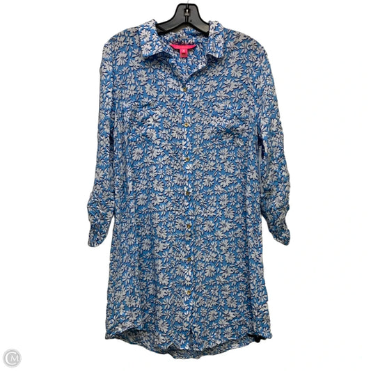 Top Long Sleeve Designer By Lilly Pulitzer In Blue & White, Size: M