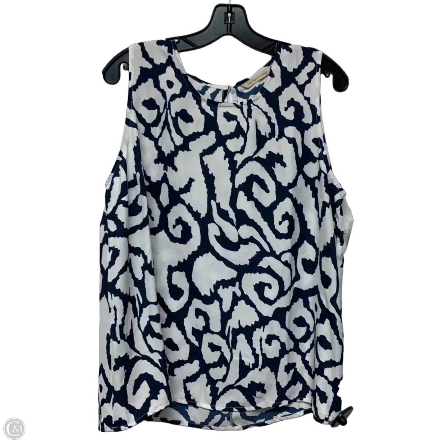 Top Sleeveless By Soft Surroundings In Blue & White, Size: L
