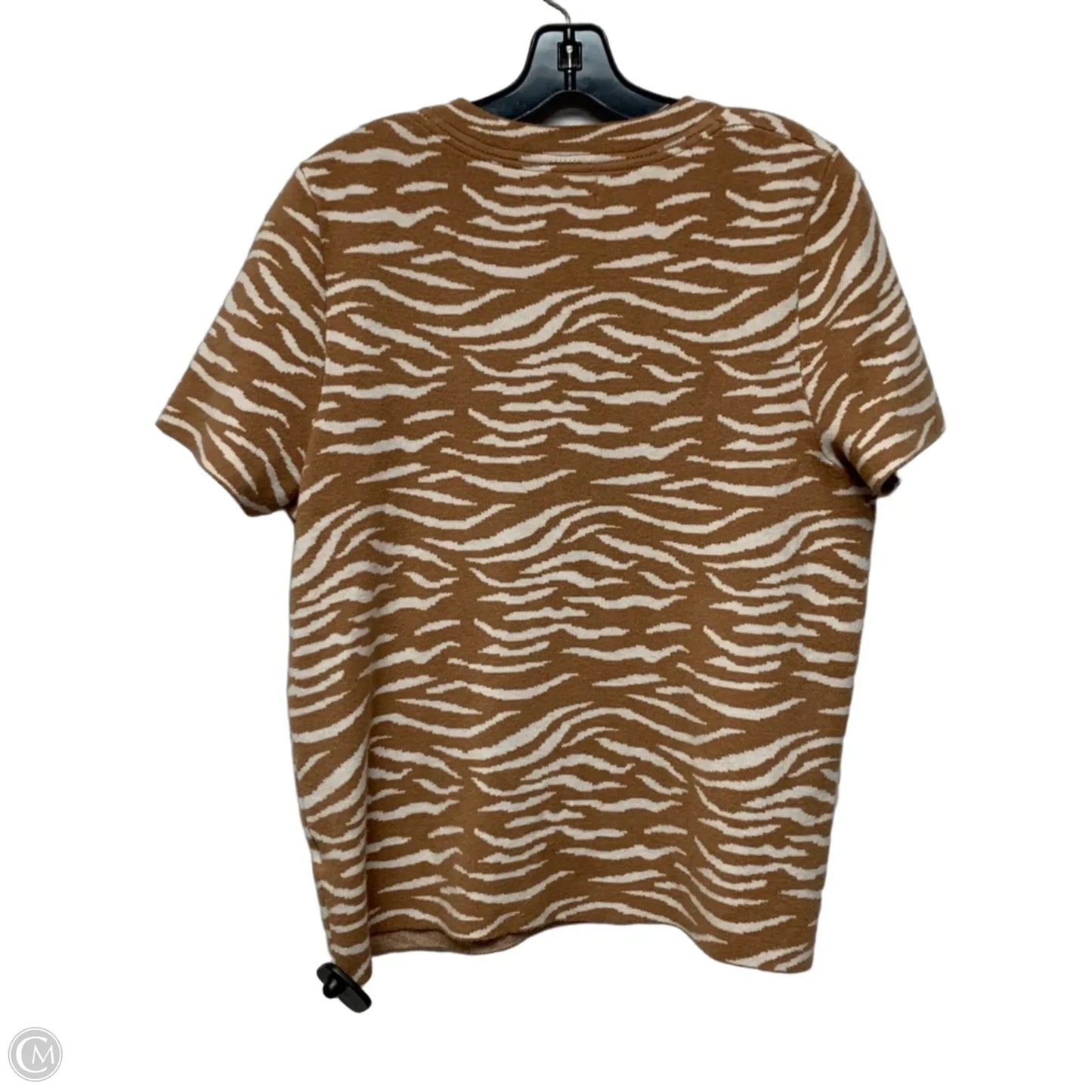 Top Short Sleeve By Anthropologie In Brown & White, Size: L