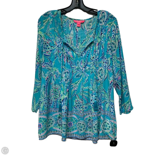 Top Long Sleeve Designer By Lilly Pulitzer In Blue & Green, Size: L