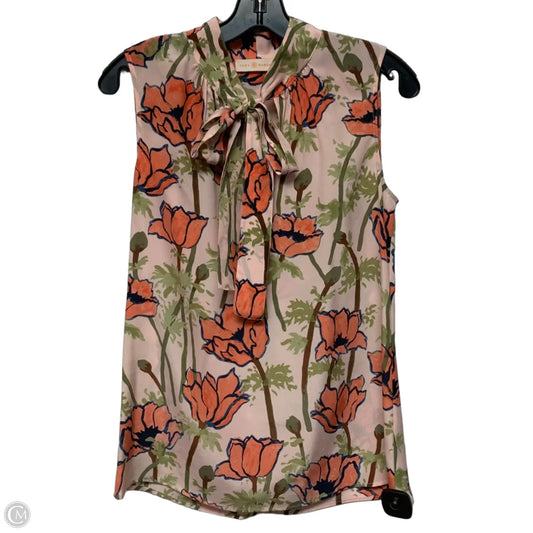 Blouse Designer By Tory Burch In Green & Pink, Size: Xs