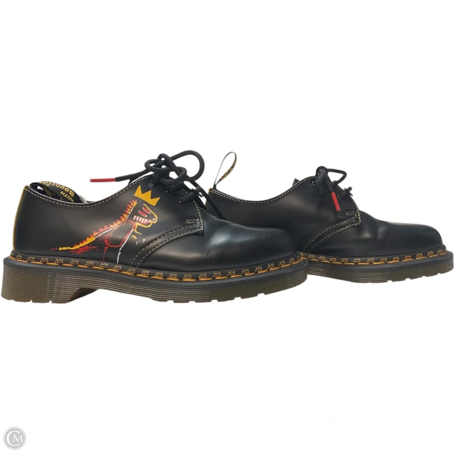 Shoes Designer By Dr Martens In Black & Yellow, Size: 5