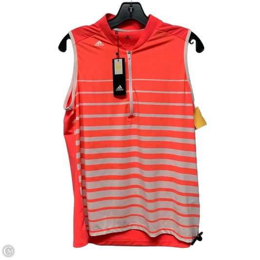 Athletic Tank Top By Adidas In Pink & White, Size: L