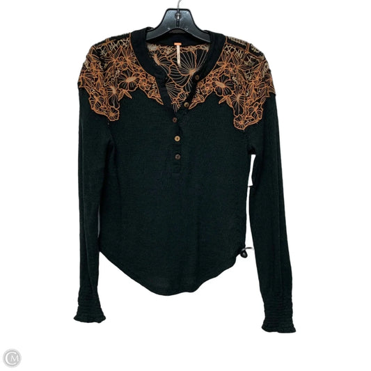 Top Long Sleeve By Free People In Black & Orange, Size: S