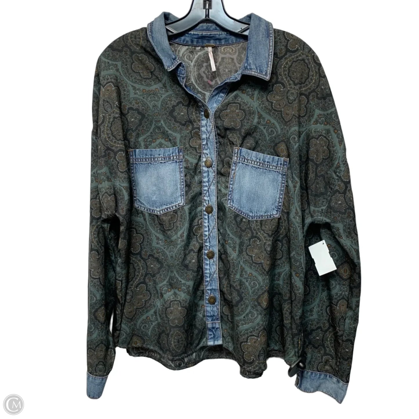 Top Long Sleeve By Free People In Blue & Brown, Size: L