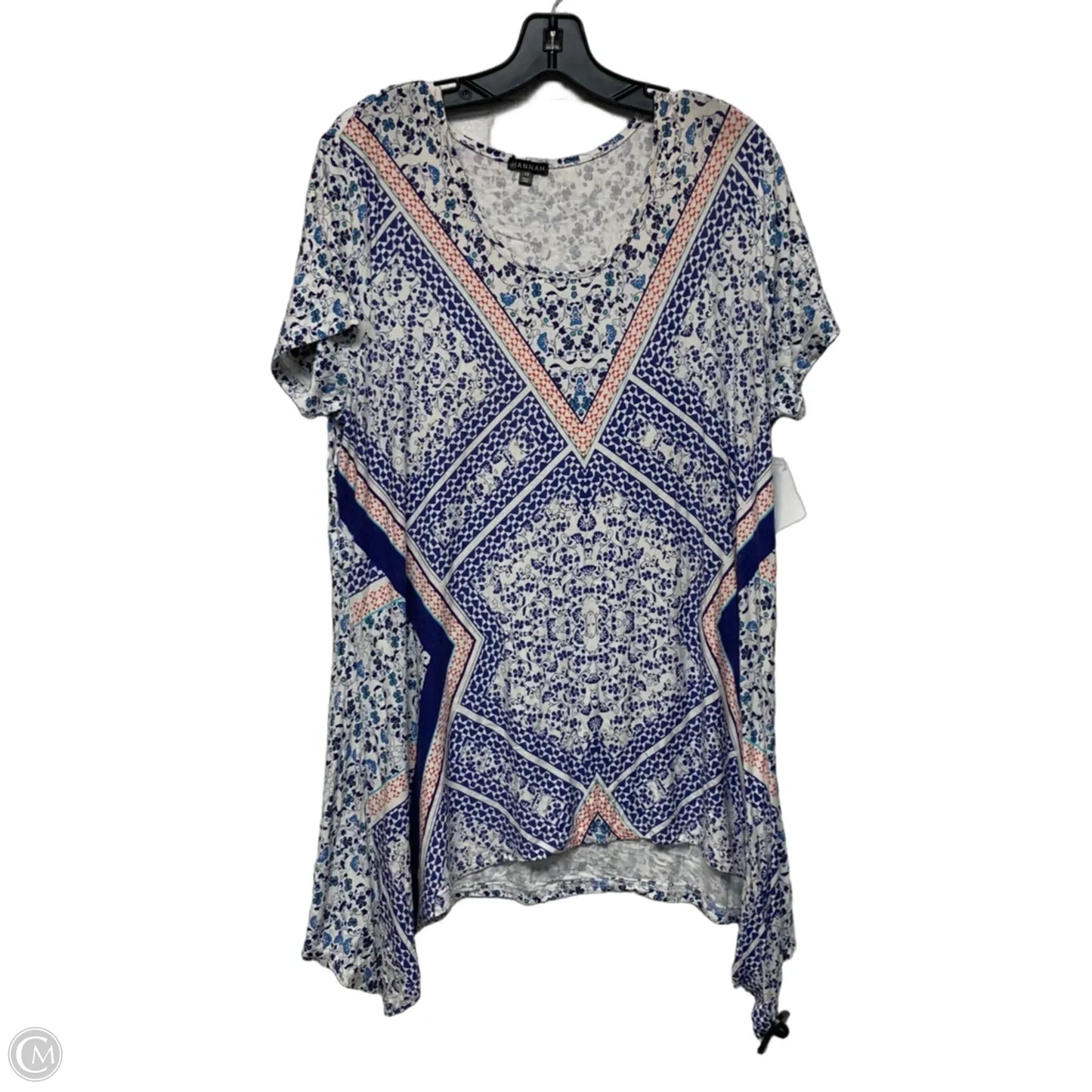 Top Short Sleeve By Hannah In Blue & Red, Size: 1x