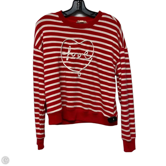 Sweatshirt Crewneck By Marled In Red & White, Size: S