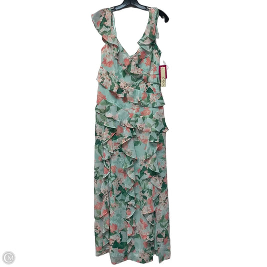 Dress Party Long By Eliza J In Green & Pink, Size: M