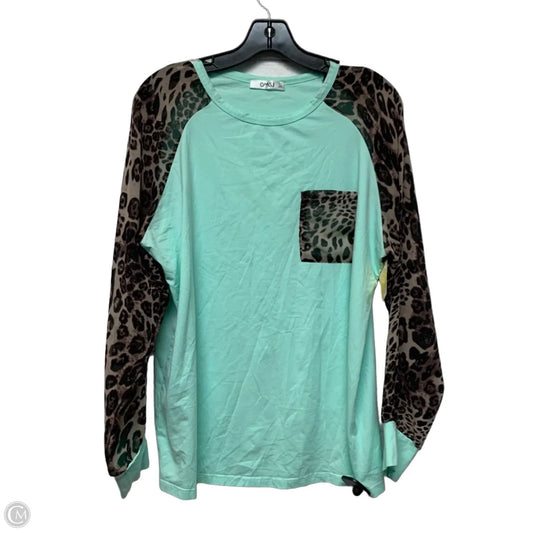 Top Long Sleeve In Teal, Size: 2x