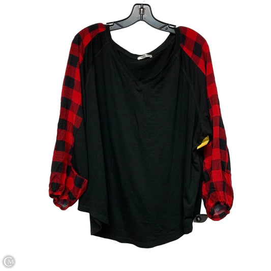 Top Long Sleeve By Beyove In Black & Red, Size: Xxl
