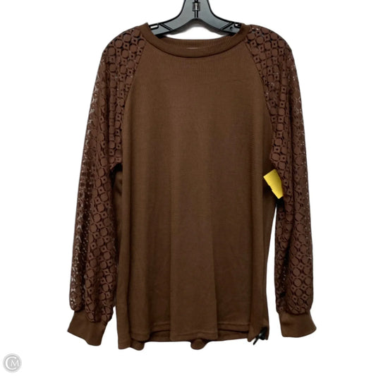 Top Long Sleeve By Miholl In Brown, Size: Xl
