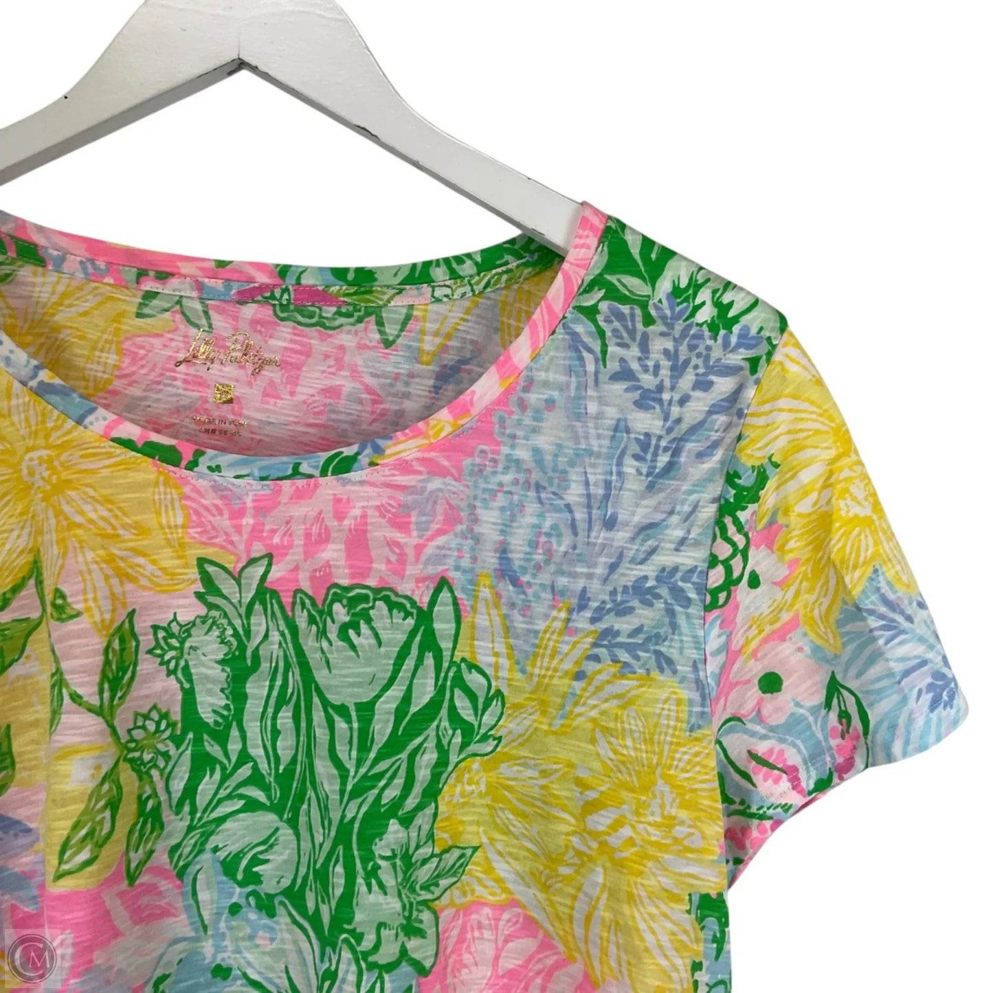 Top Short Sleeve Designer By Lilly Pulitzer In Multi-colored, Size: L