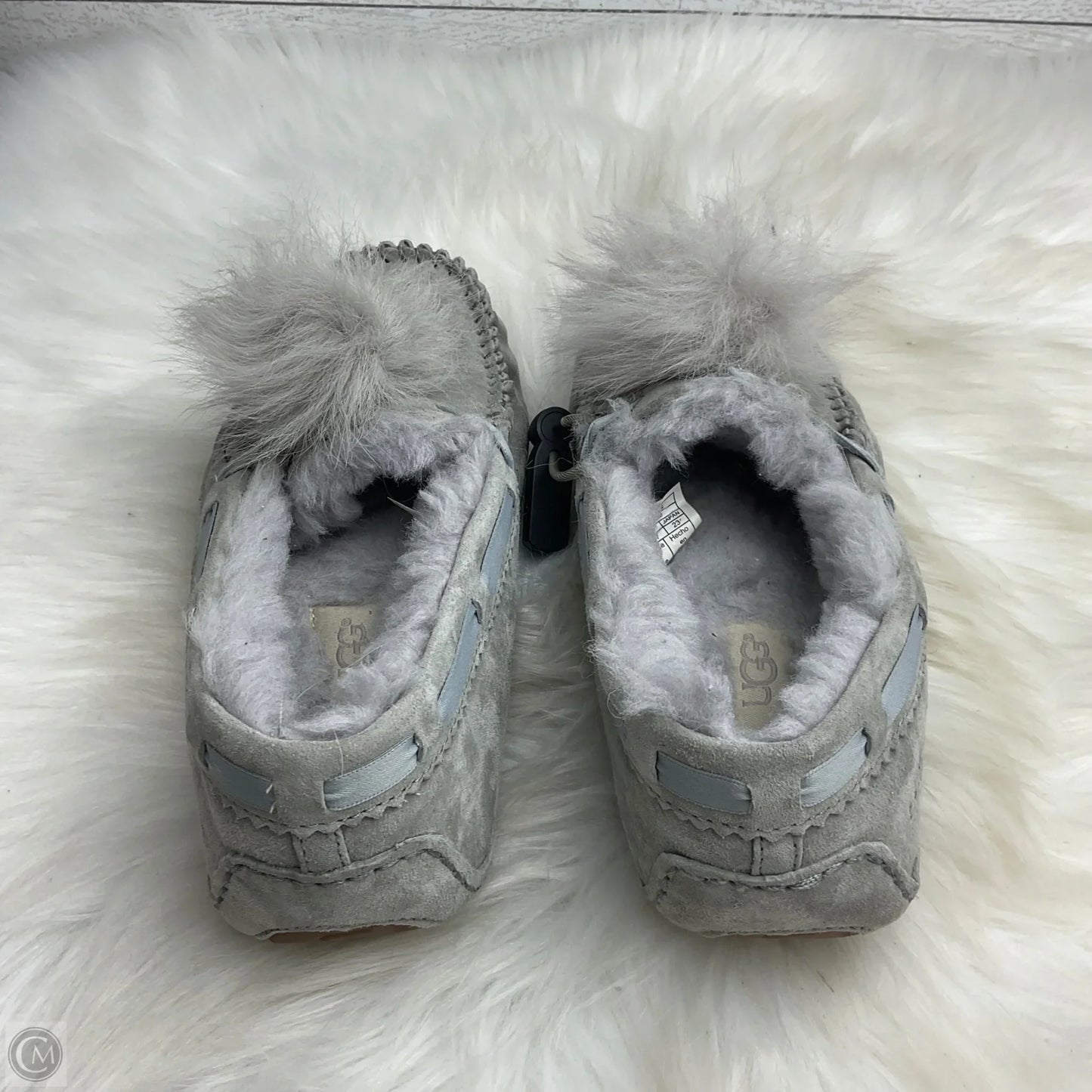 Slippers Designer By Ugg In Grey, Size: 6