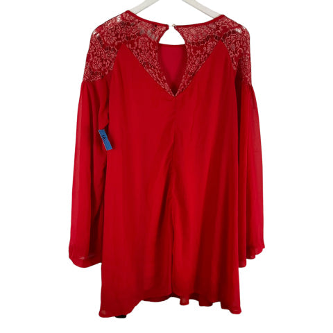 Top Long Sleeve By Cme In Red, Size: L