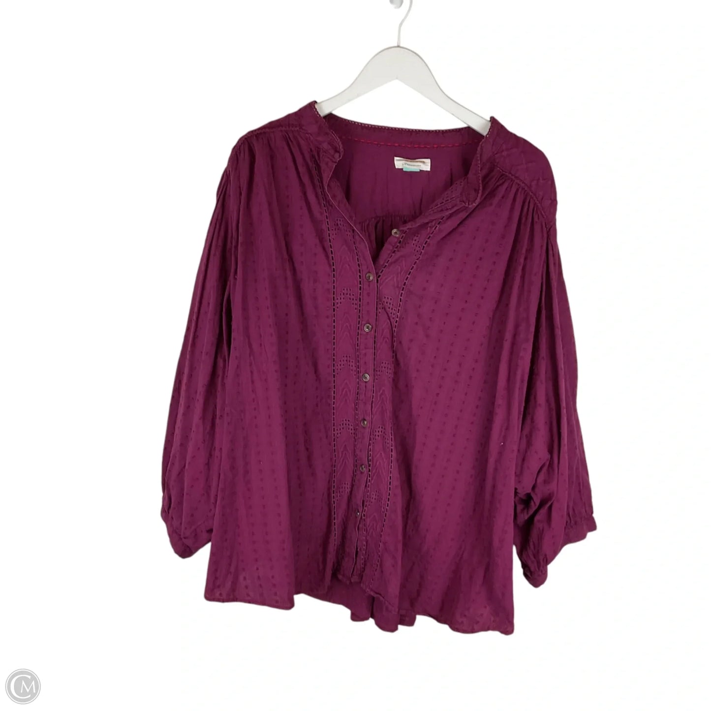 Top Long Sleeve By Anthropologie In Purple, Size: 3x
