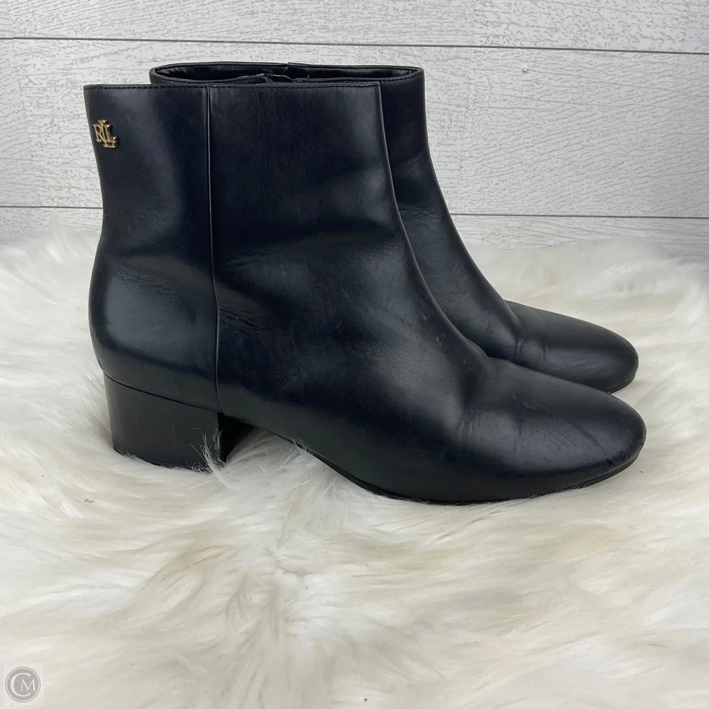 Boots Ankle Heels By Ralph Lauren In Black, Size: 9.5