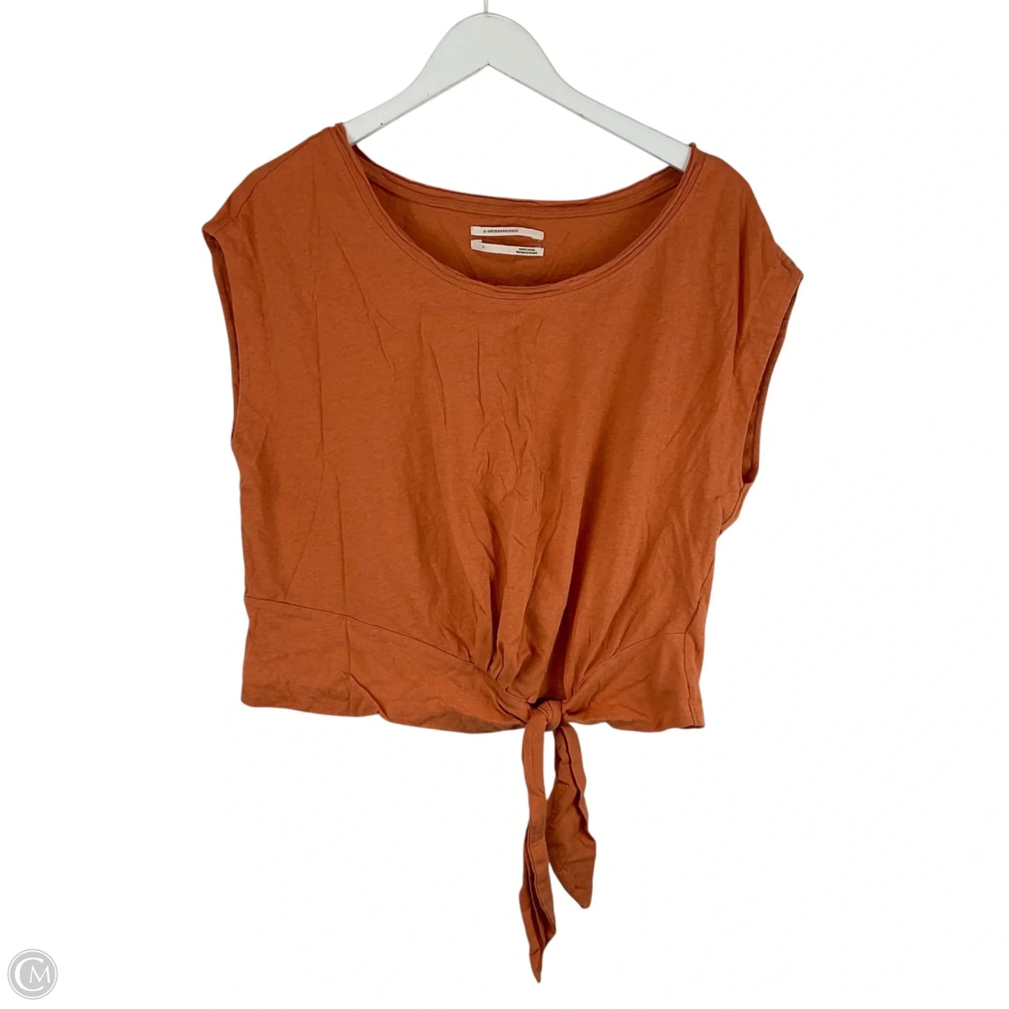 Top Short Sleeve By Anthropologie In Orange, Size: L