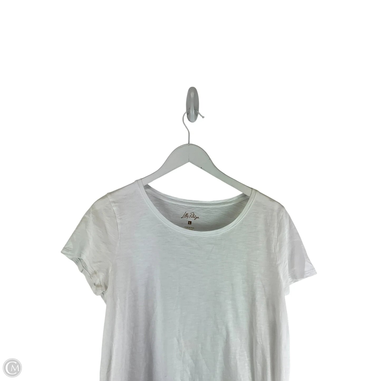 Top Short Sleeve Designer By Lilly Pulitzer In White, Size: L