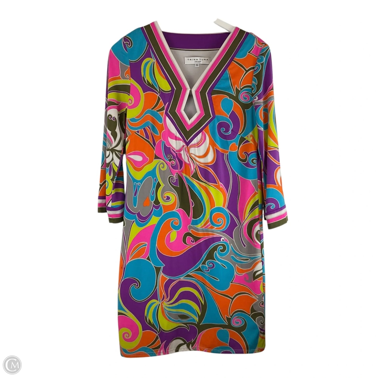 Dress Casual Midi By Trina By Trina Turk In Multi-colored, Size: 6