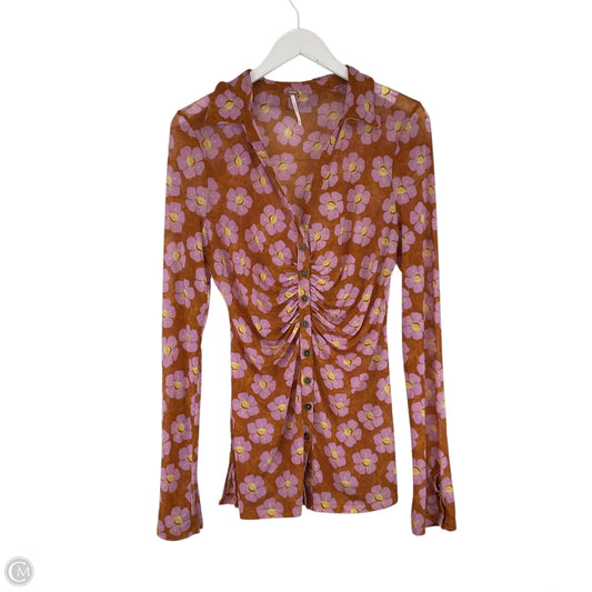 Top Long Sleeve By Free People In Brown, Size: Xs