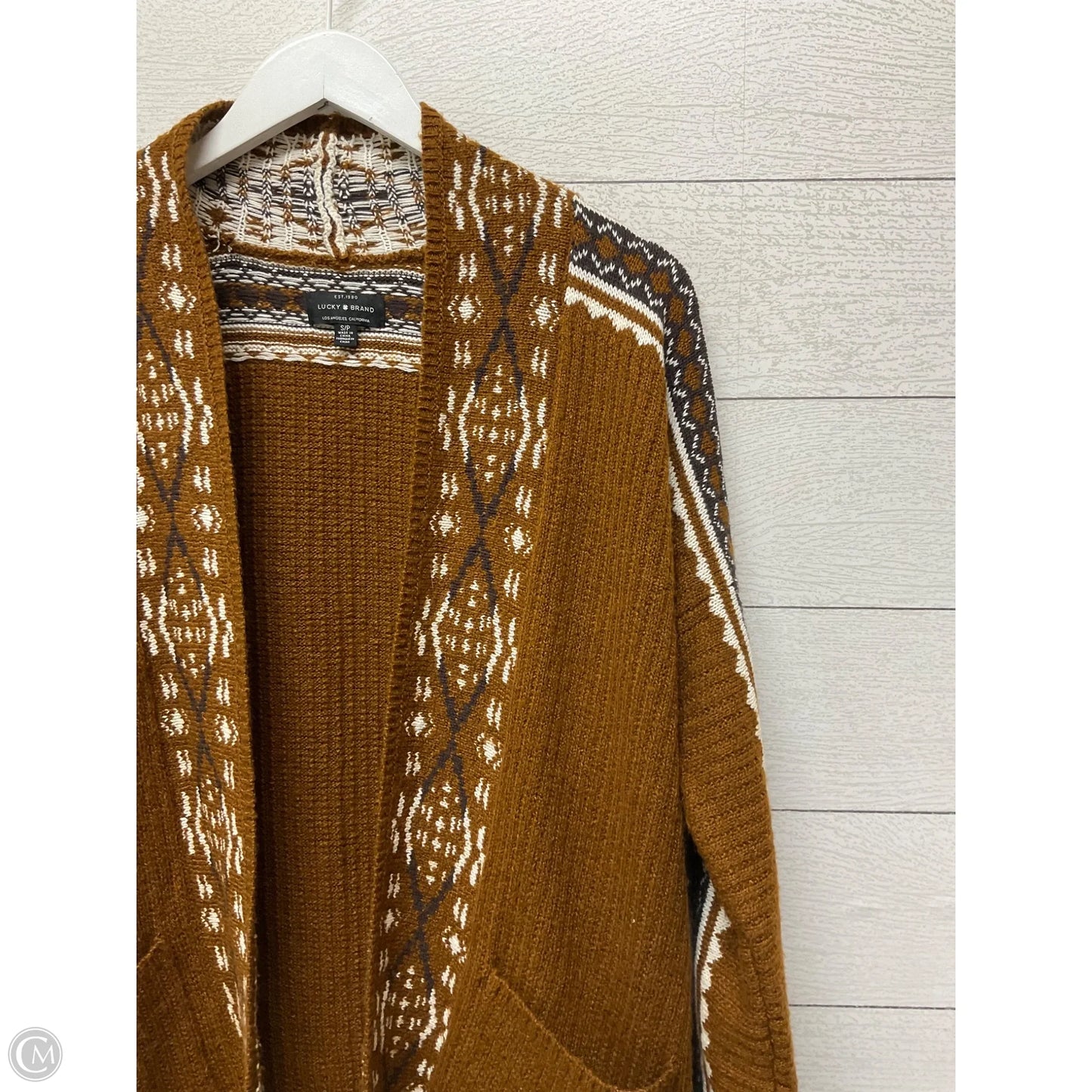 Sweater Cardigan By Lucky Brand In Brown, Size: S