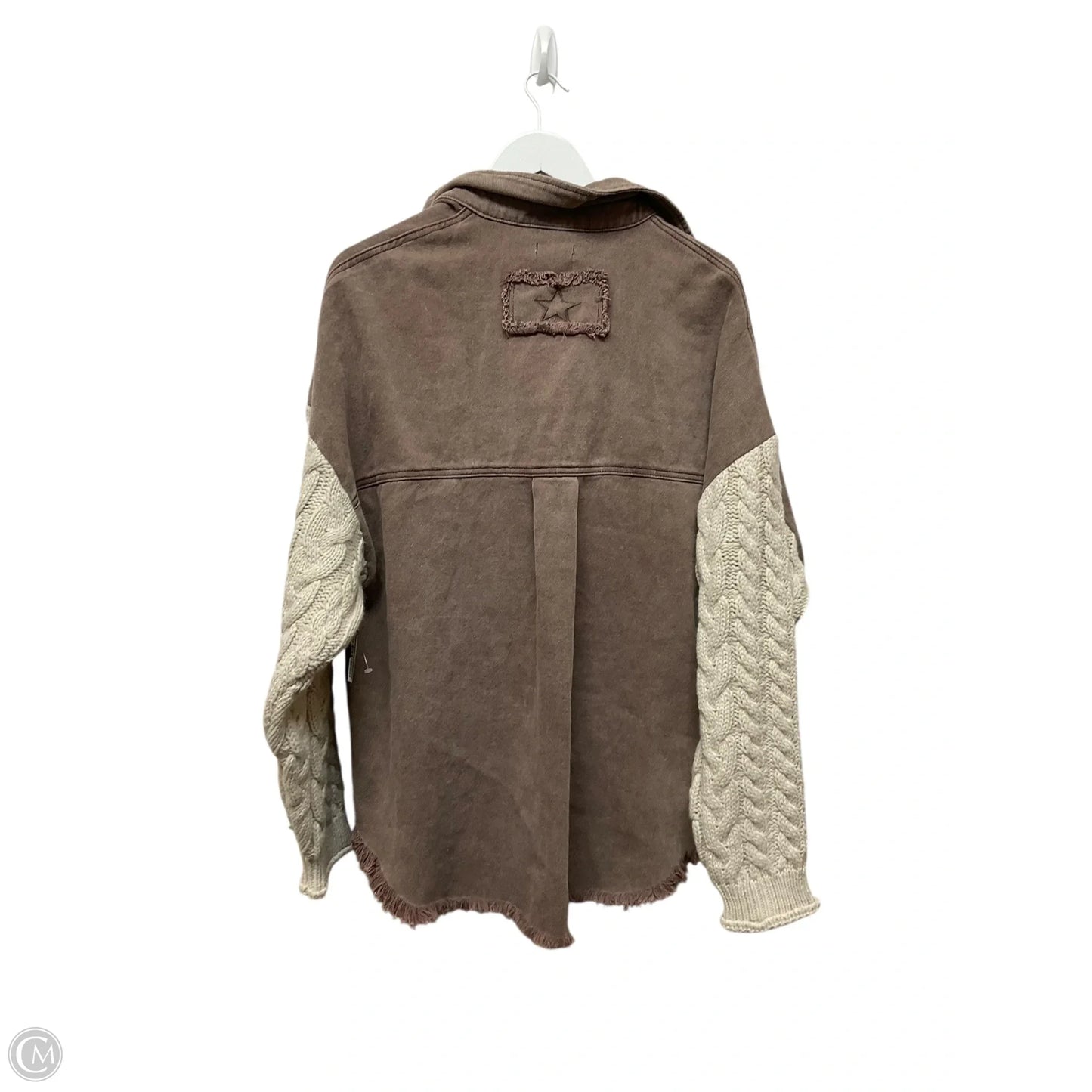 Jacket Shirt By Pol In Brown, Size: S