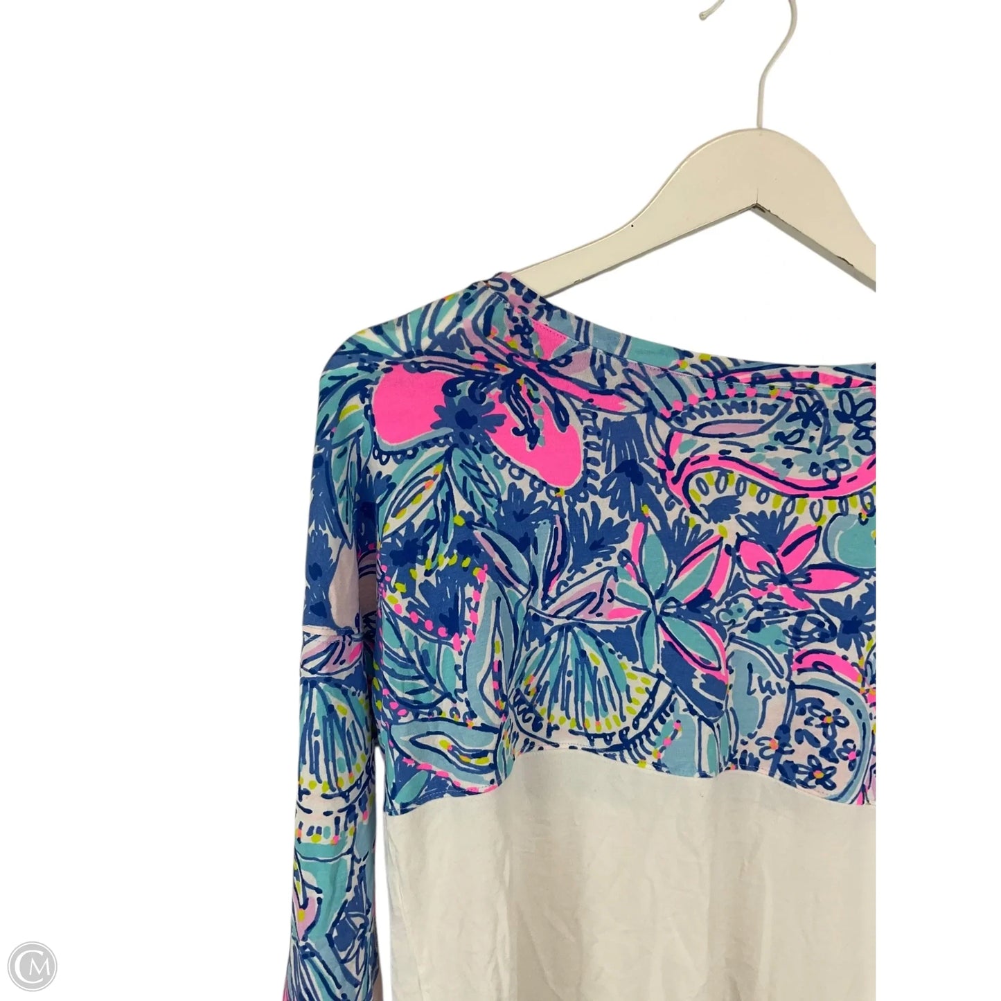 Top Long Sleeve Designer By Lilly Pulitzer In Blue & White, Size: Xxs