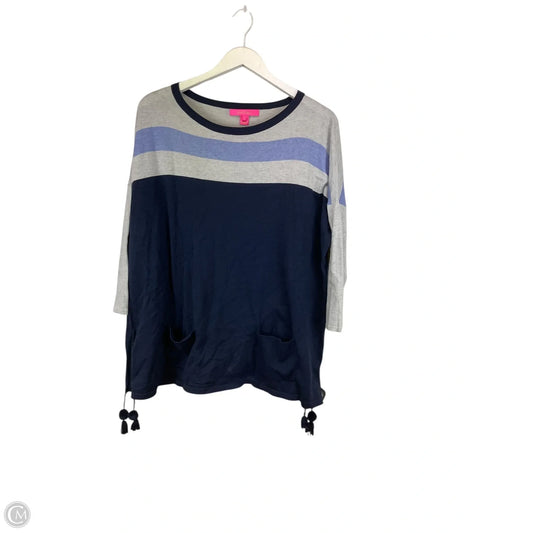 Top Long Sleeve Designer By Lilly Pulitzer In Blue & Grey, Size: S