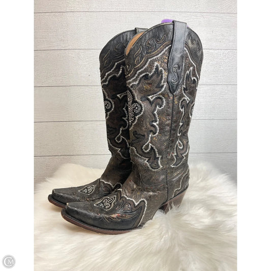 Boots Knee Heels By Corral In Brown, Size: 10