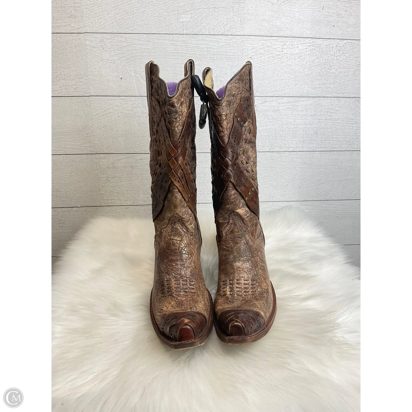 Boots Knee Heels By Corral In Brown, Size: 10