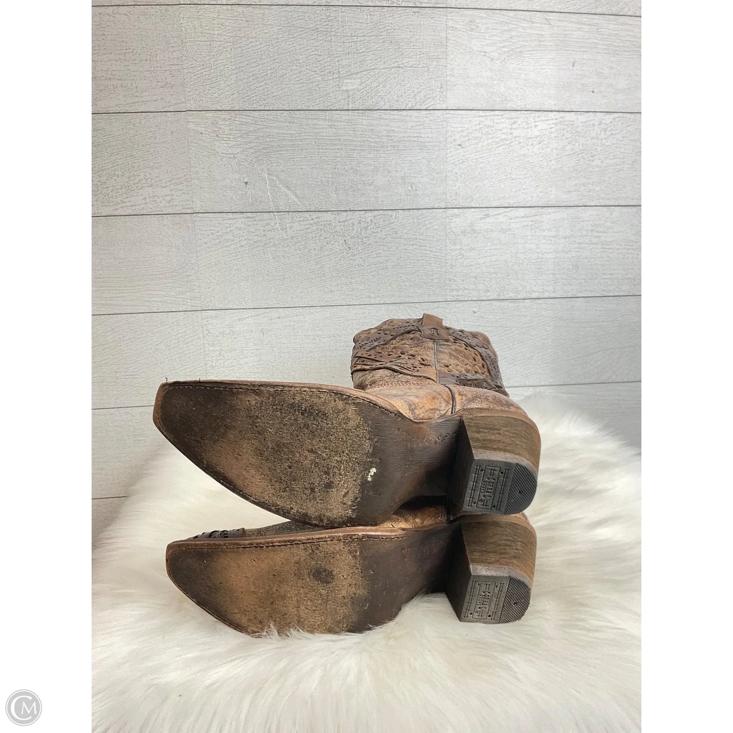 Boots Knee Heels By Corral In Brown, Size: 10