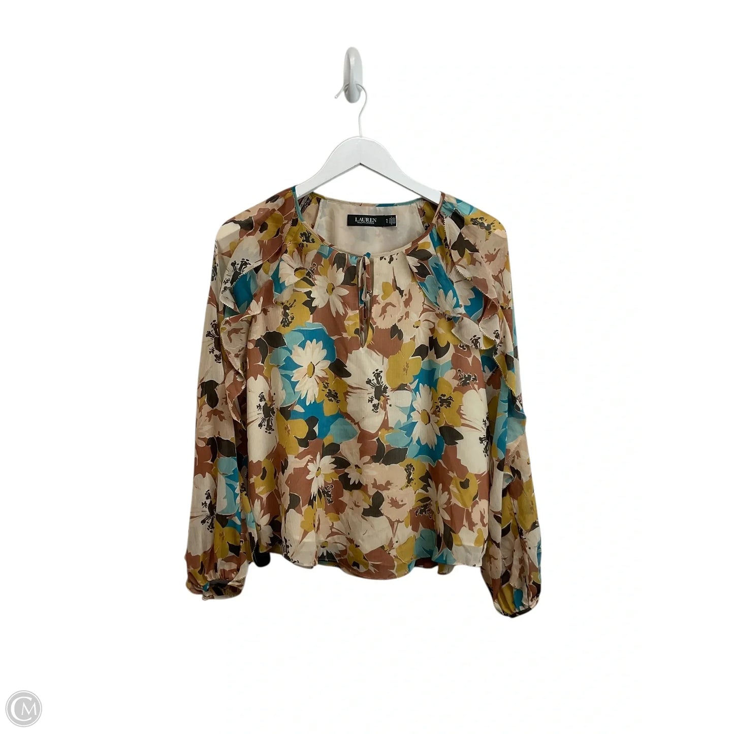 Top Long Sleeve By Ralph Lauren Black Label In Floral Print, Size: Lp