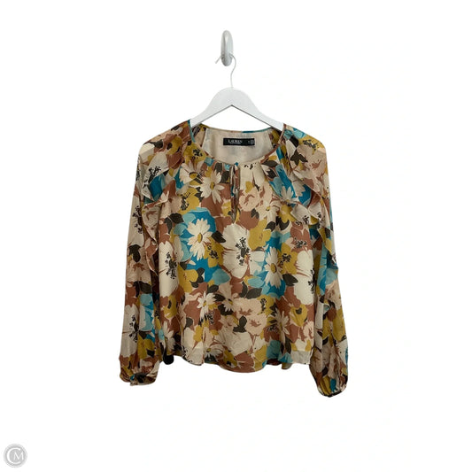Top Long Sleeve By Ralph Lauren Black Label In Floral Print, Size: Lp
