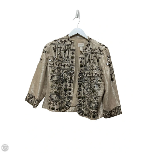 Jacket Moto By Chicos In Silver, Size: S