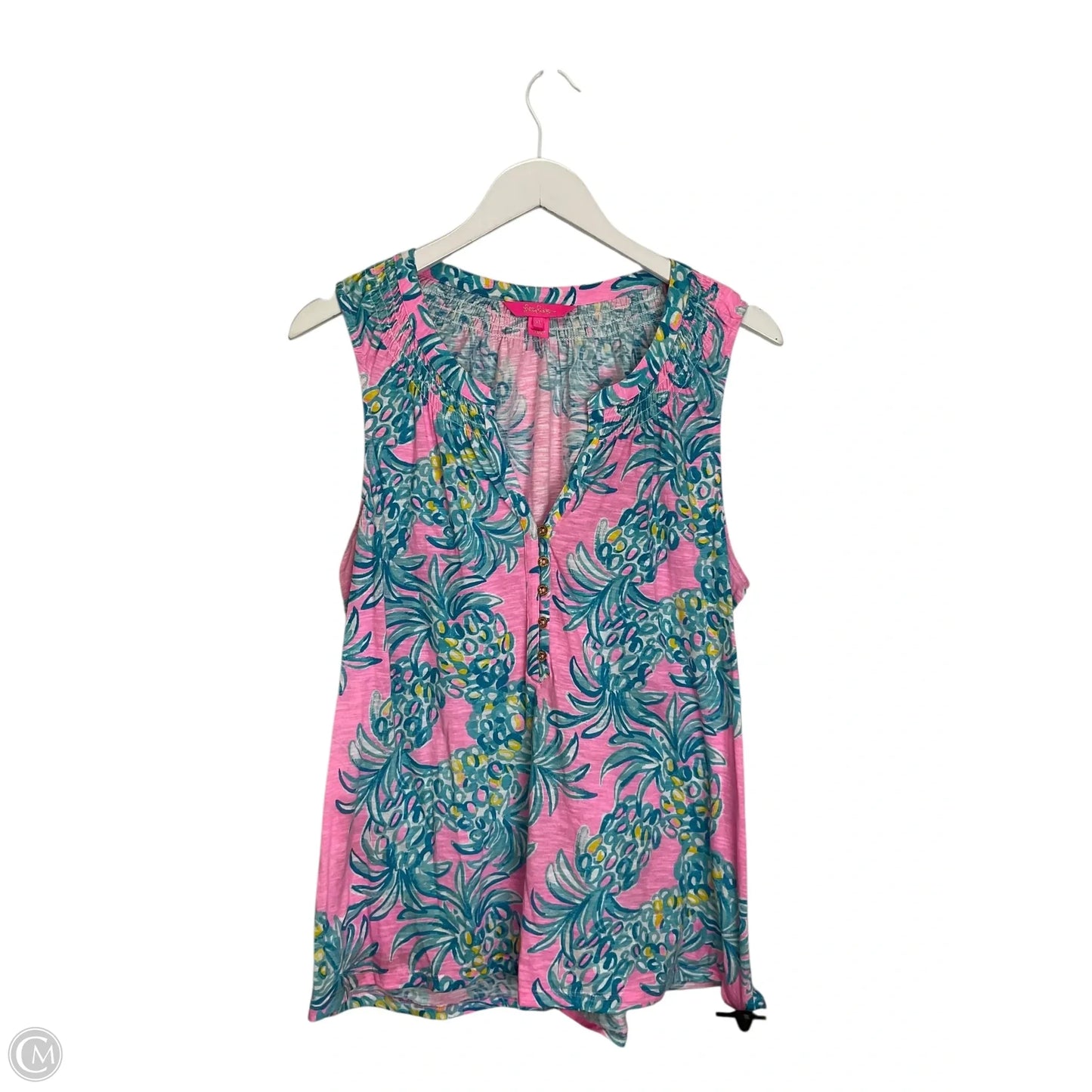 Top Sleeveless Designer By Lilly Pulitzer In Blue & Pink, Size: Xl