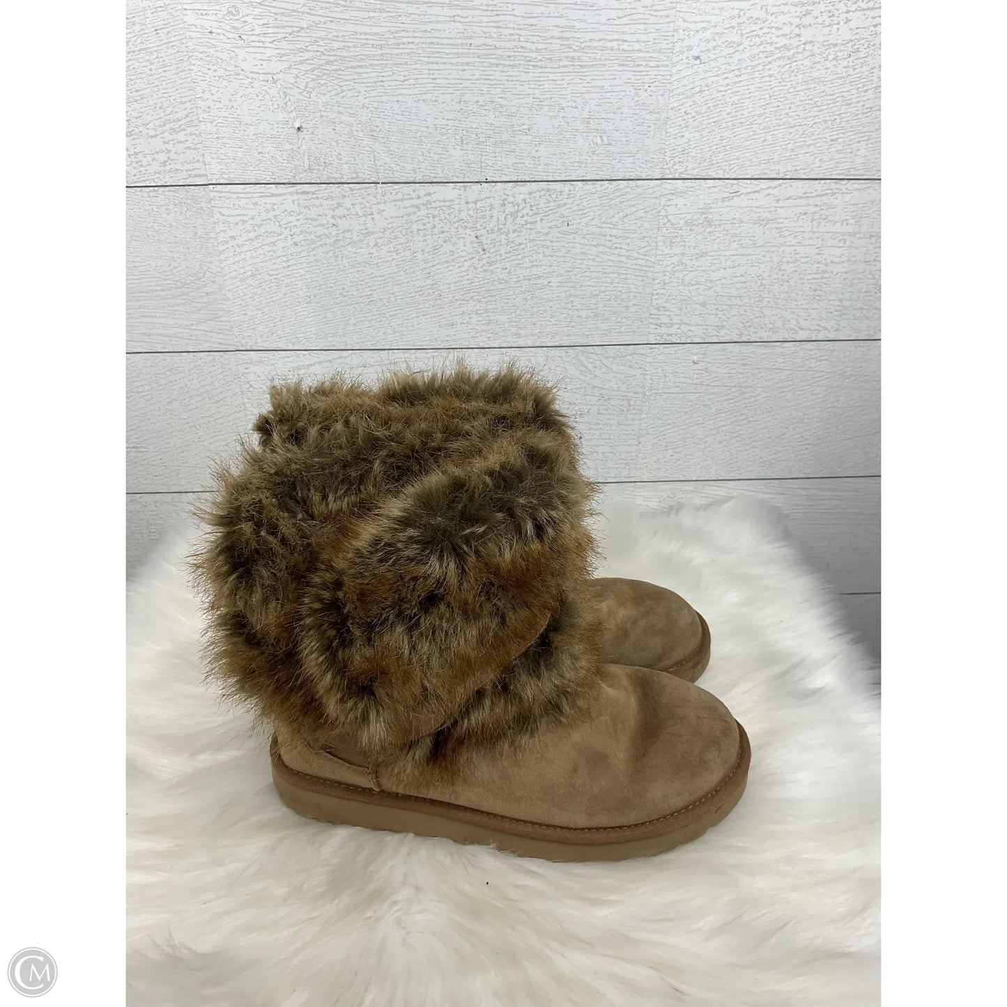 Boots Designer By Ugg In Brown, Size: 8