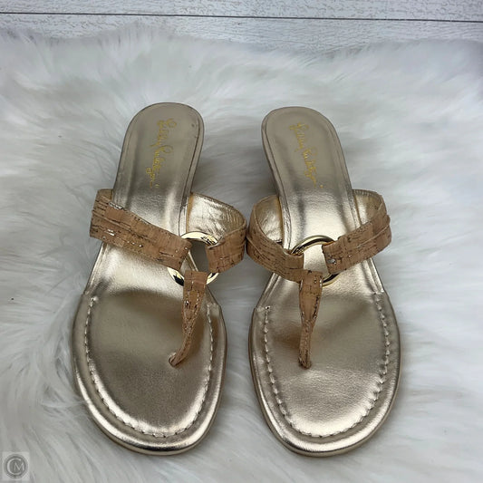 Sandals Designer By Lilly Pulitzer In Gold, Size: 7