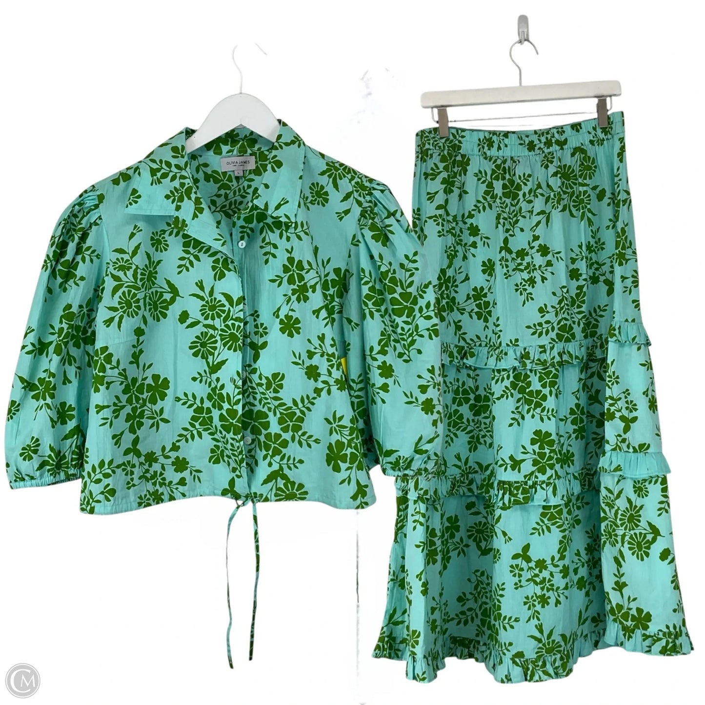 Dress Set 2pc By Cmb In Blue & Green, Size: L