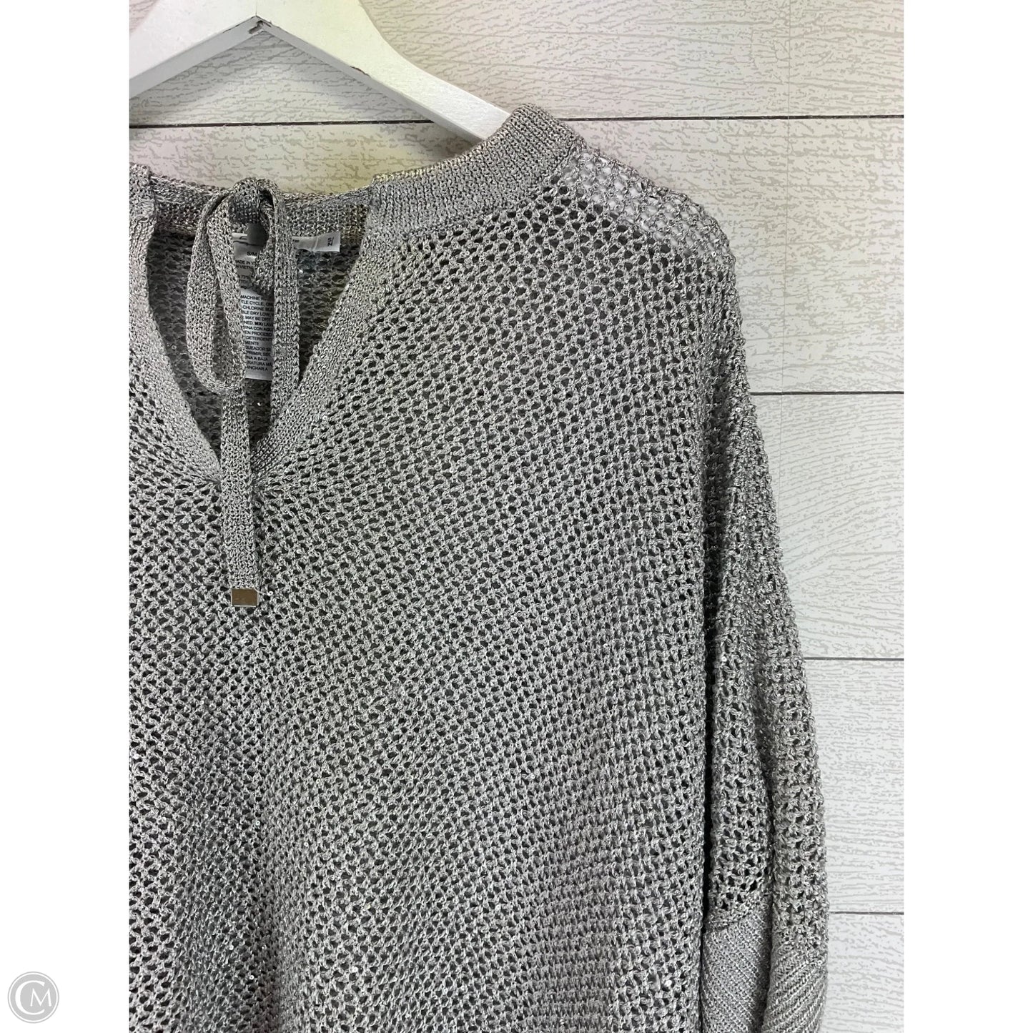 Sweater Short Sleeve By Chicos In Silver, Size: S