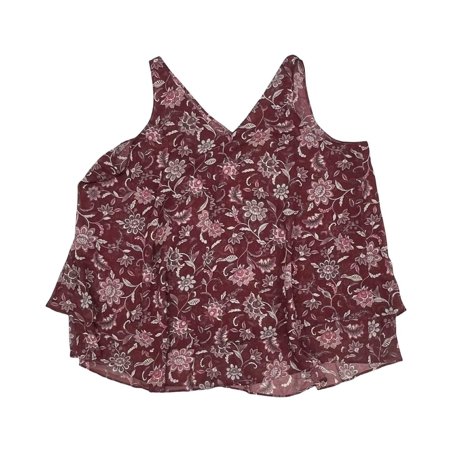 Blouse Sleeveless By Lane Bryant In Red & White, Size:1X