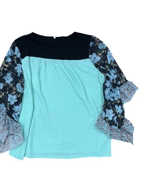 Top 3/4 Sleeve By Clothes Mentor In Black & Green, Size:3X