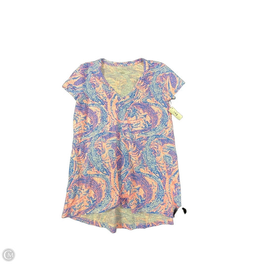 Top Short Sleeve Designer By Lilly Pulitzer In Blue & Pink, Size: Xs