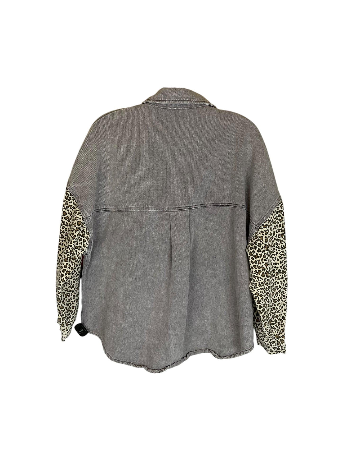 Jacket Shirt By Pol In Grey, Size: S