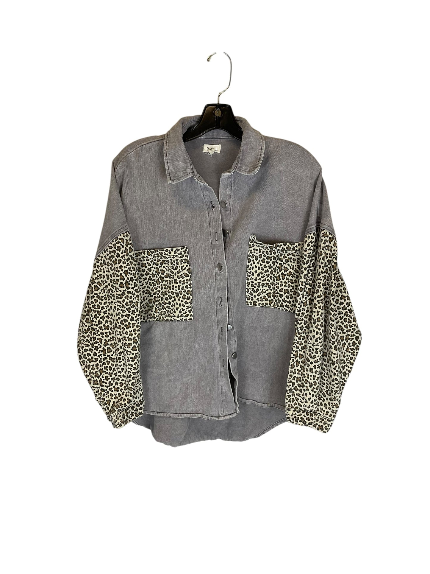 Jacket Shirt By Pol In Grey, Size: S