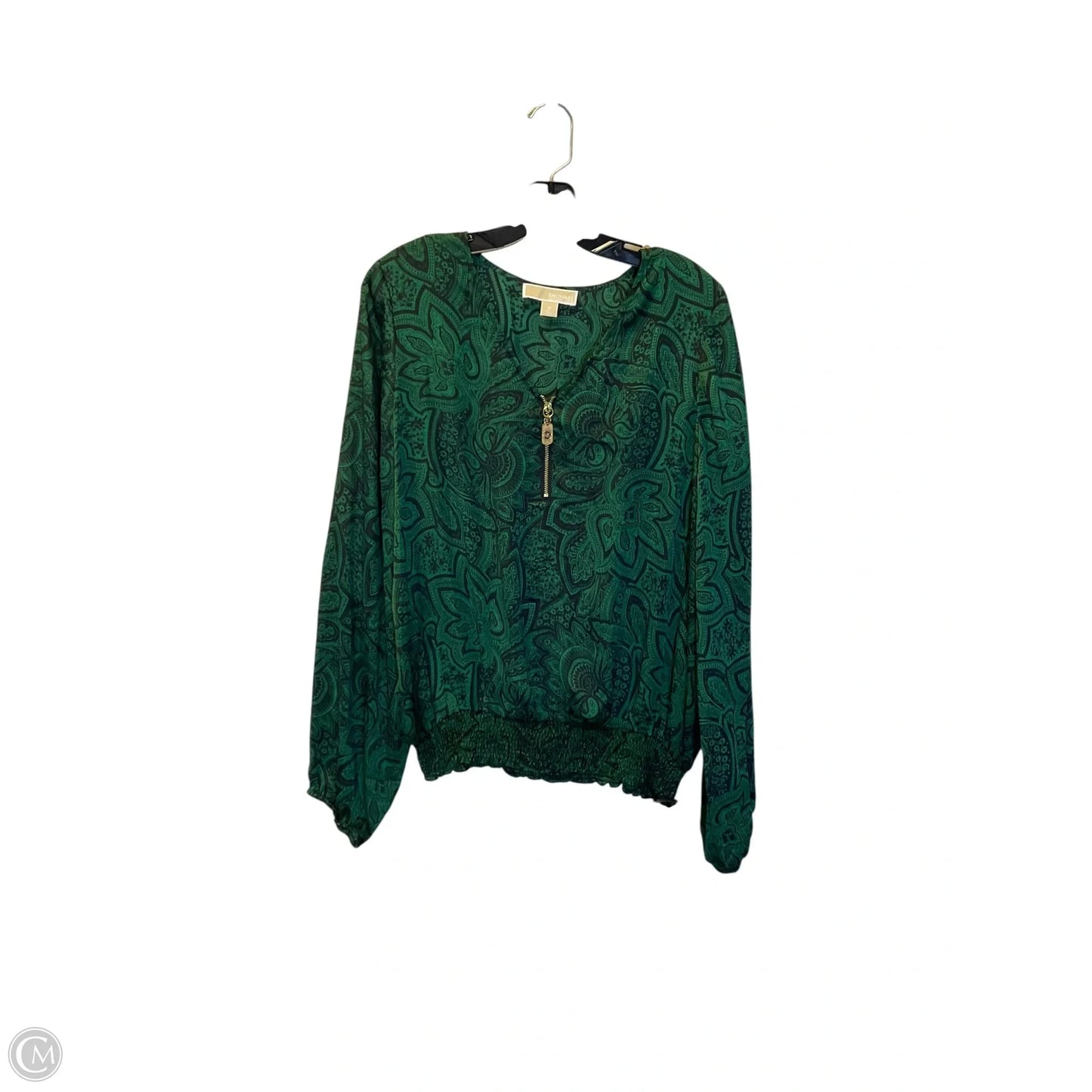Top Long Sleeve By Michael By Michael Kors In Black & Green, Size: 10