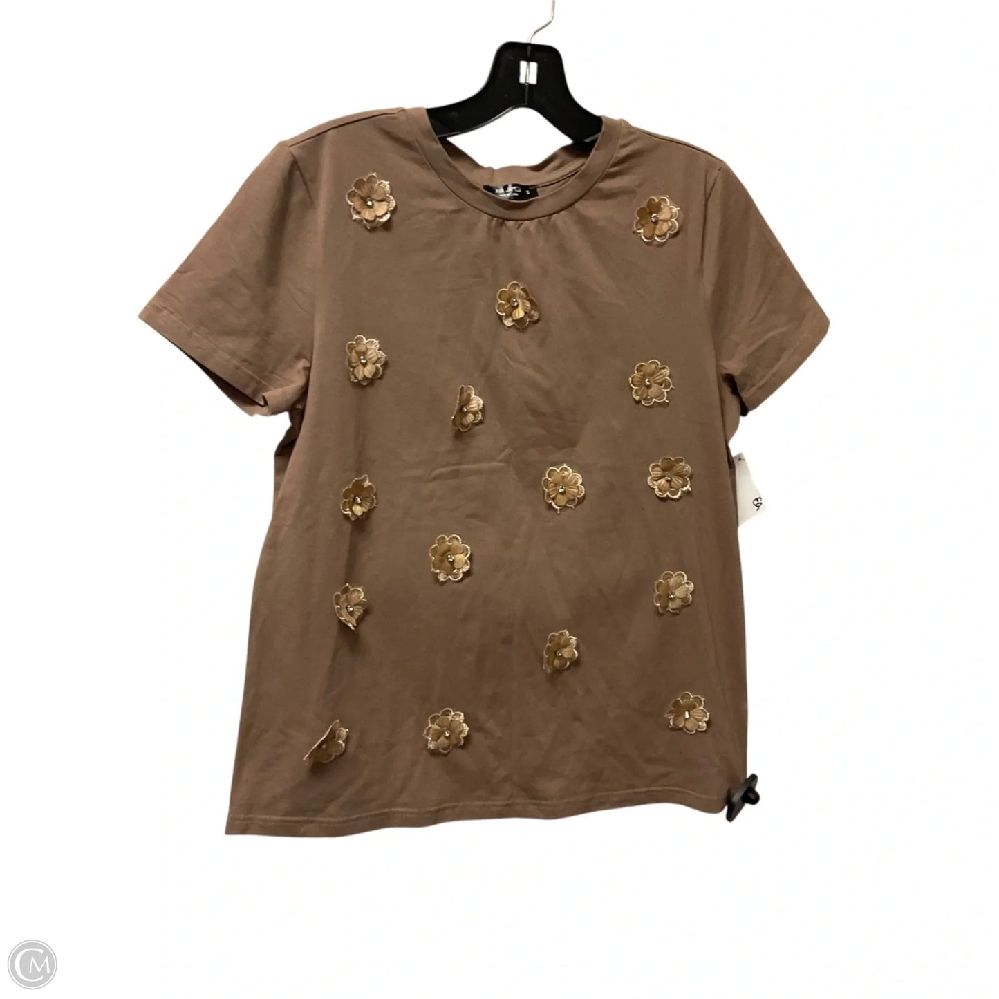 Top Short Sleeve By Ava James In Brown, Size: S