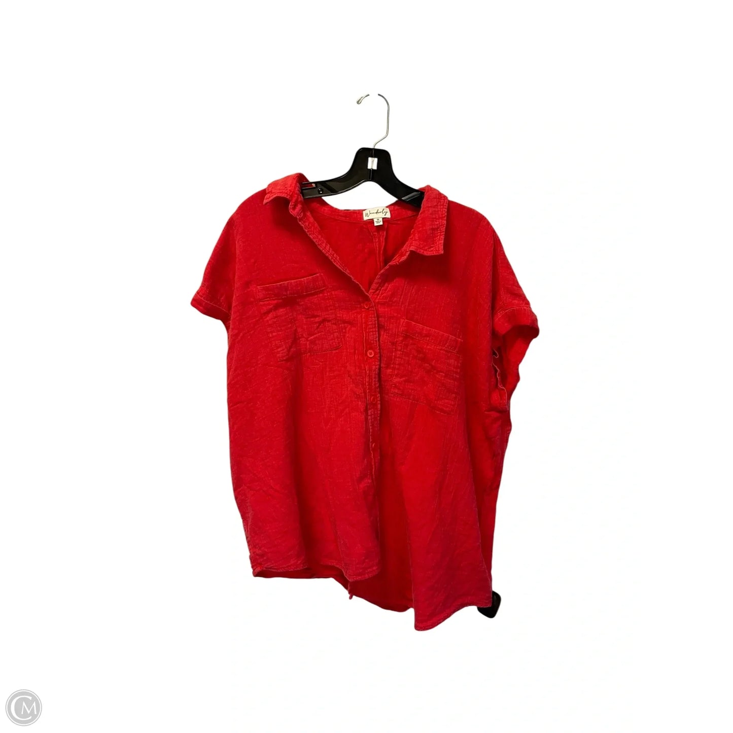Top Short Sleeve By Wonderly In Red, Size: 1x