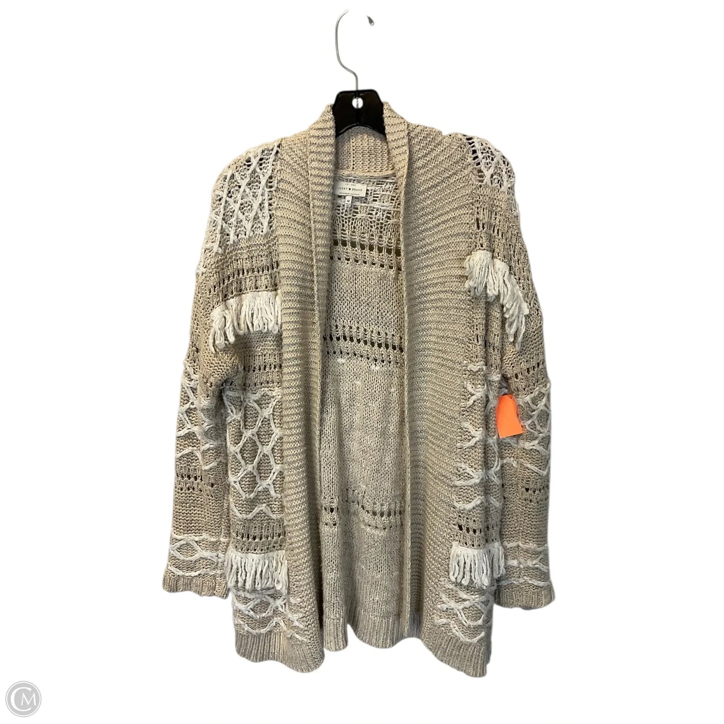 Sweater Cardigan By Lucky Brand In Tan, Size: M