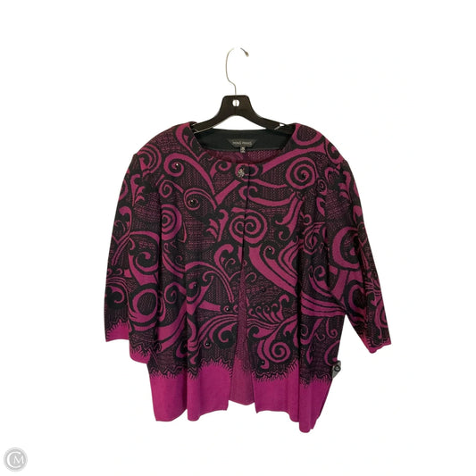 Cardigan By Ming Wang In Black & Purple, Size: 3x