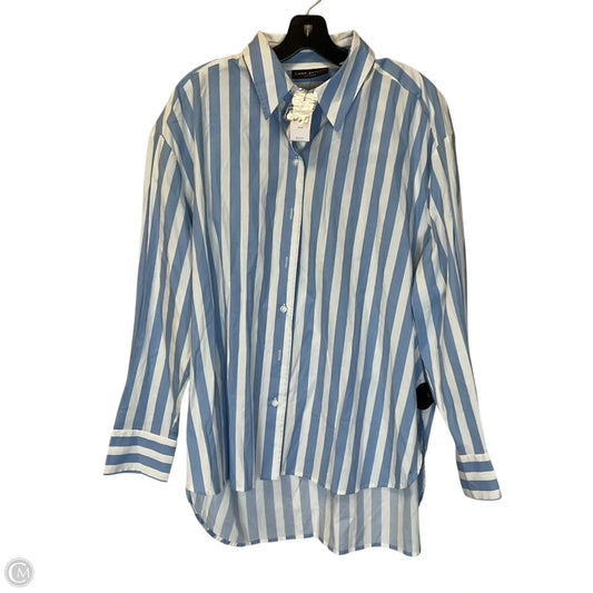 Top Long Sleeve By Lane Bryant In Blue & White, Size: Xl
